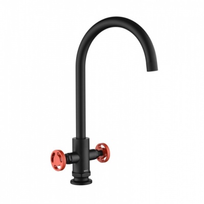 Henry Holt Twin Lever Kitchen Tap - Matte Black